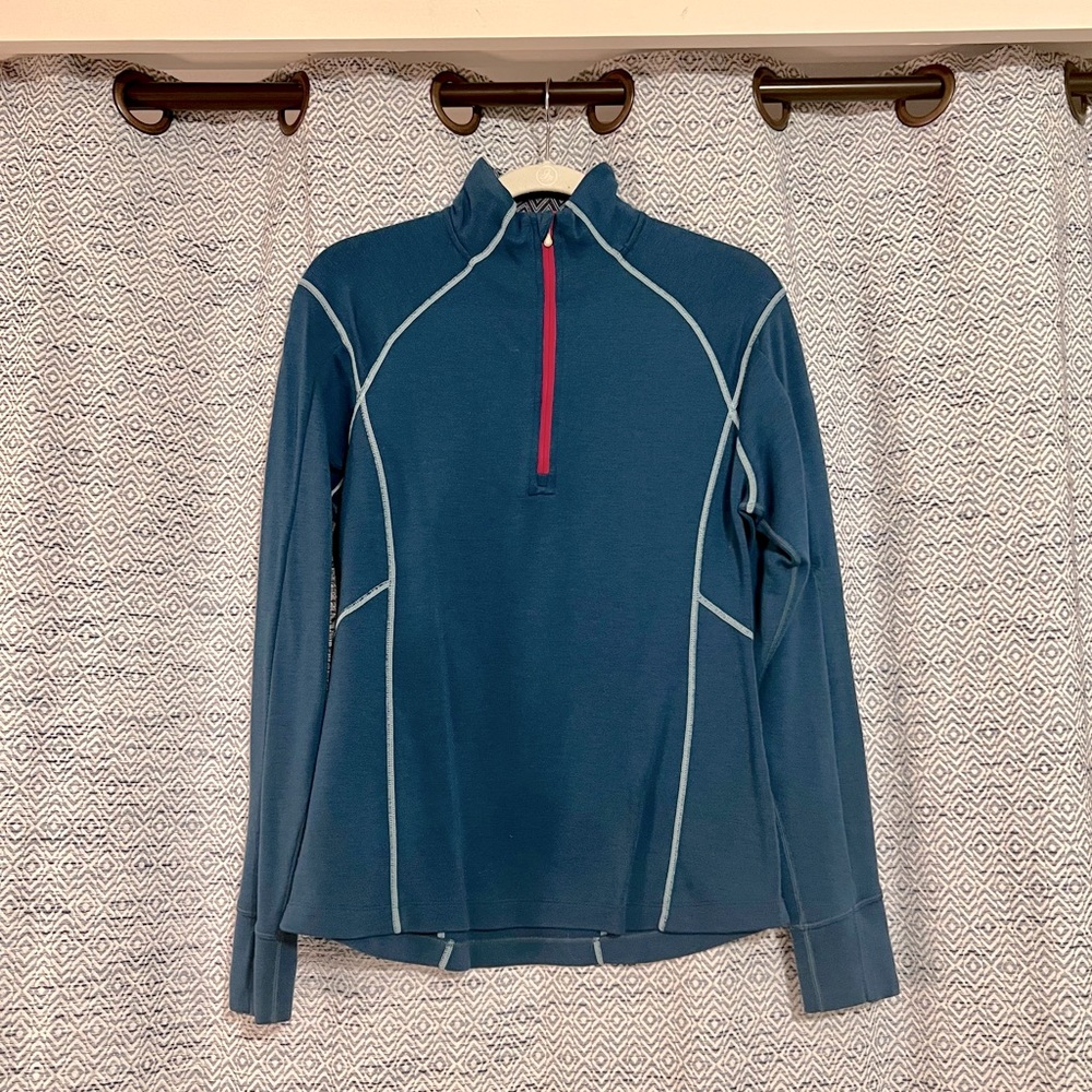 Smartwool Merino Wool Quarter-Zip Base Layer, Teal, Women’s Large